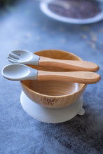 Load image into Gallery viewer, Beech bowl and cutlery set
