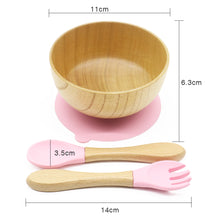 Load image into Gallery viewer, Beech bowl and cutlery set
